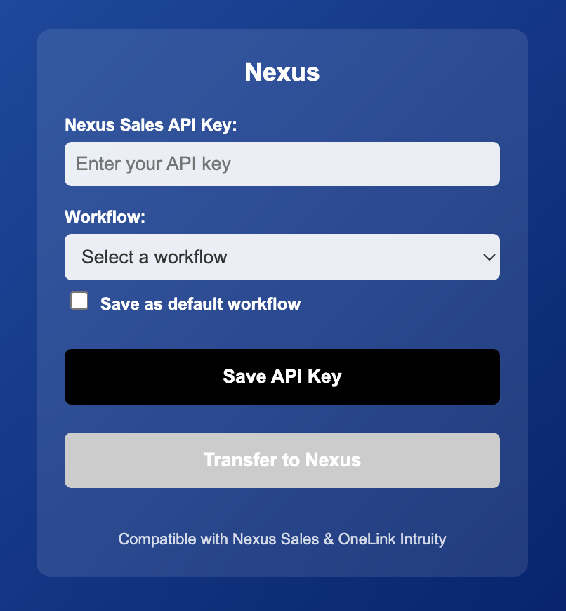 Nexus extension settings UI